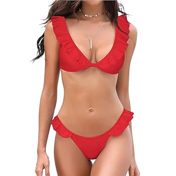 Amazon.com: SHEKINI Women's Bathing Suits Ruffles Flounce